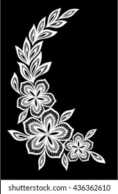 beautiful monochrome black and white flowers and leaves isolated. Floral design for greeting card and invitation of wedding, birthday, Valentine's Day, mother's day and seasonal holiday