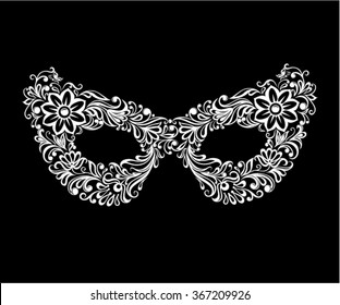 beautiful monochrome black and white mask. tattoo design or  greeting card and invitation of wedding, birthday, Valentine's Day, mardi gras, mother's day and seasonal holiday