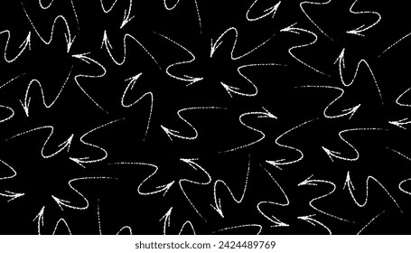 Beautiful monochrome, black and white seamless pattern with doodle arrows. Hand drawn.