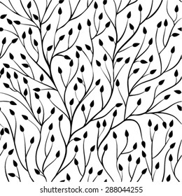 beautiful monochrome black and white seamless background with tree branches. Perfect background greeting cards and invitations to the wedding, birthday, mother's day and other seasonal holidays