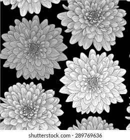 Beautiful monochrome black and white seamless background with flowers. for greeting card and invitations of wedding, birthday, Valentine's Day, mother's day and other seasonal holiday