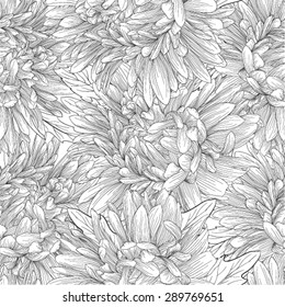 Beautiful monochrome black and white  seamless background with flowers. for greeting card and invitations of wedding, birthday, Valentine's Day, mother's day and other seasonal holiday