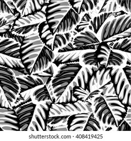 Beautiful monochrome, black and white seamless background with leaves.  design for greeting card and invitation of the wedding, birthday, Valentine's Day, mother's day and other seasonal holiday