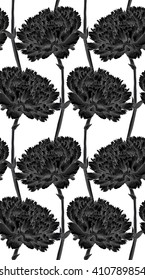 Beautiful monochrome, black and white seamless background with carnation. design for greeting card and invitation of the wedding, birthday, Valentine's Day, mother's day and other seasonal holiday