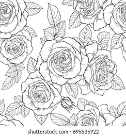 Beautiful Monochrome Black White Seamless Pattern Stock Vector (royalty 