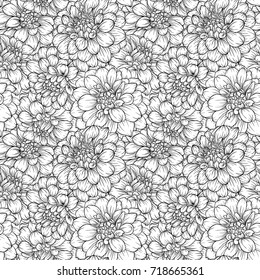 beautiful monochrome black and white seamless background dahlias Hand-drawn. Design for greeting cards and invitations of wedding, birthday, Valentine s Day, mother s day and other seasonal holiday.