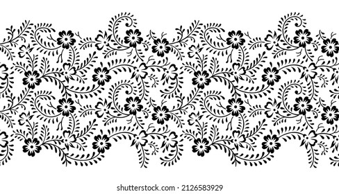 Beautiful monochrome floral border design