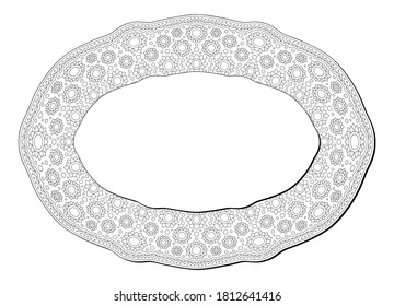 Beautiful monochrome floral illustration for coloring book page isolated on the white background linear abstract pattern with copy space