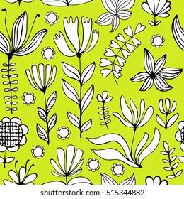 Beautiful monochrome floral ornament. Vector seamless pattern.