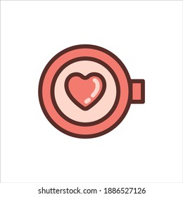 Beautiful Monochrome Hot Coffee  with heart filled line icon