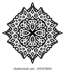 beautiful monochrome illustration with abstract black pattern isolated on the white background