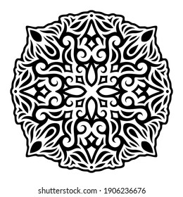 Beautiful monochrome illustration with abstract vintage black pattern isolated on the white background