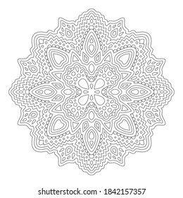 Beautiful monochrome illustration for coloring book with isolated on the white background linear abstract pattern