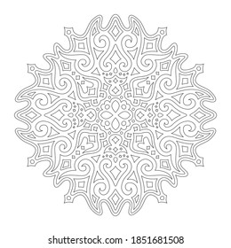 Beautiful monochrome illustration for coloring book page with starry linear pattern isolated on the white background