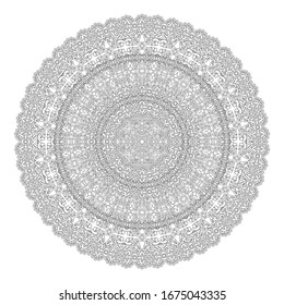 Beautiful monochrome linear illustration for adult coloring book page with abstract round mandala pattern isolated on the white background - Shutterstock ID 1675043335