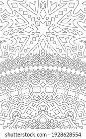 Beautiful monochrome linear illustration for coloring book with geometric stylized landscape