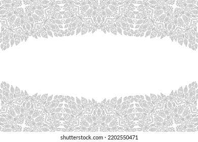 Hermoso fondo monocromo lineal vectorial para la página de libros de coloración para adultos con borde ornamental abstracto y espacio de copia en blanco