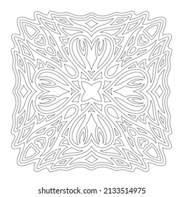 Beautiful monochrome linear vector illustration for valentines day coloring book page with abstract single pattern isolated on the white background