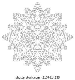 Hermosa ilustración monocromática lineal vectorial para la página de libros de coloración para adultos con patrón de grabación abstracto aislado en el fondo blanco