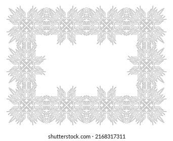 Beautiful monochrome linear vector illustration for adult coloring book page with abstract vintage rectangle frame isolated on the white background