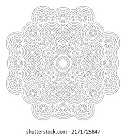 Beautiful monochrome linear vector illustration for adult coloring book page with abstract mandala isolated on the white background