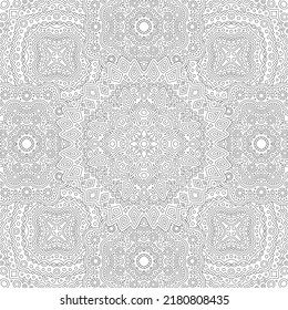 Beautiful monochrome linear vector illustration for adult coloring book page with abstarct ornate oriental pattern on the white background