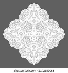 Beautiful monochrome linear vector illustration for adult coloring book page with abstract vintage pattern isolated on the gray background