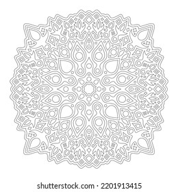 Beautiful monochrome linear vector illustration for adult coloring book page with abstract mandala isolated on the white background