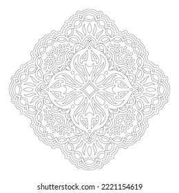 Schöne monochrome lineare Vektorgrafik für die Seite des Farbbuchs für Erwachsene mit abstraktem Vintage-Muster einzeln auf weißem Hintergrund