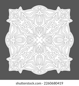 Beautiful monochrome linear vector illustration for adult coloring book page with abstract single pattern isolated on the gray background