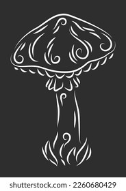 Beautiful monochrome linear vector illustration with white hand drawn isolated on the gray background