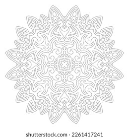 Schöne monochrome lineare Vektorgrafik für die Seite des Farbbuchs für Erwachsene mit abstraktem Vintage-Muster einzeln auf weißem Hintergrund