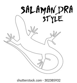 Beautiful  monochrome lizard, lizard silhouette. outline picture salamander. Vector illustration