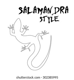 Beautiful  monochrome lizard, lizard silhouette. outline picture salamander. Vector illustration