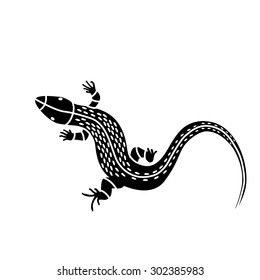 Beautiful  monochrome lizard, lizard silhouette. Vector illustration