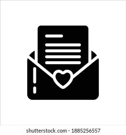 Beautiful Monochrome Love Letter glyph icon