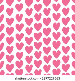 Beautiful monochrome pattern with hearts. Seamless vector texture with hand drawn hearts. Love and romance background 