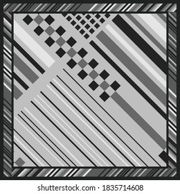 Beautiful monochrome scarf pattern. Black and white scarves design
