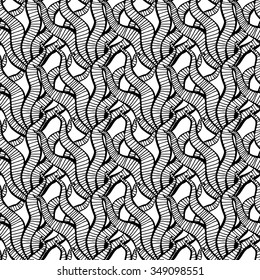 Beautiful monochrome sea set vector seamless pattern.