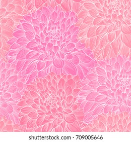 beautiful monochrome seamless background pink dahlias Hand-drawn. Design for greeting cards and invitations of wedding, birthday, Valentine s Day, mother s day and other seasonal holiday.