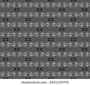 Beautiful monochrome seamless pattern in the form of spirals and curls on a gray background