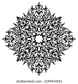 Beautiful monochrome tribal tattoo vector illustration with abstract black vintage single pattern isolated on the white background