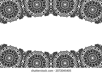 Beautiful monochrome tribal vector background with white copy space