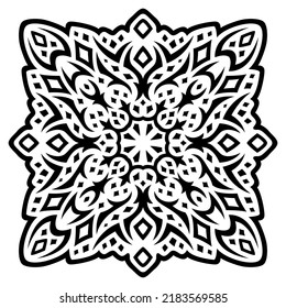 Beautiful monochrome tribal vector illustration with abstract black cosmic vintage pattern isolated on the white background