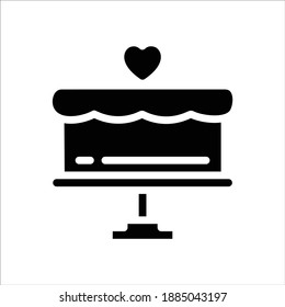 Beautiful Monochrome Valentine's cake glyph icon