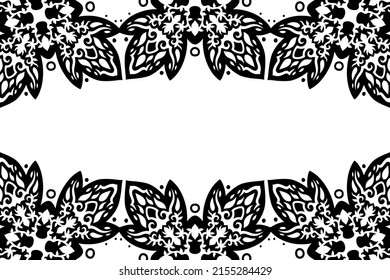 Beautiful monochrome vector backgound with abstract tribal vintage border and white copy space