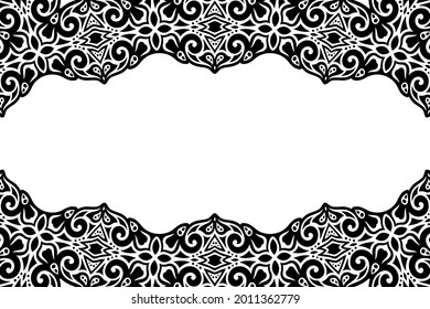 Beautiful monochrome vector background with abstract black vintage pattern and white copy space