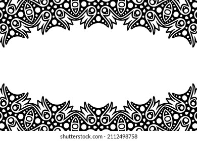 Beautiful monochrome vector background with abstract black tribal pattern and white copy space