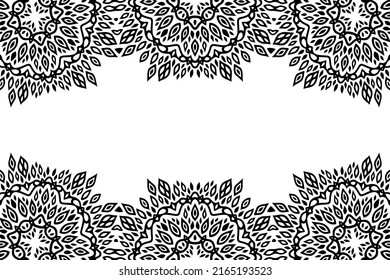 Beautiful monochrome vector background with abstract black tribal border and white copy space