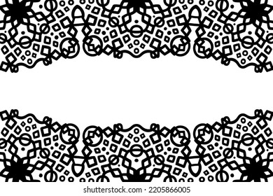 Beautiful monochrome vector background with abstract black geometric border and white copy space